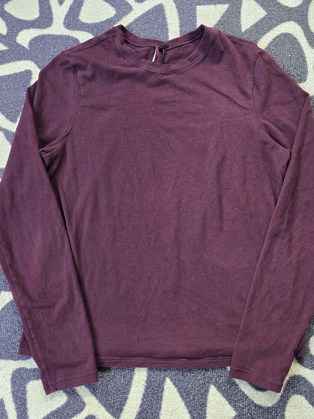 SKIMS Shapewear Cotton Jersey Crew Neck Long Sleeve T-Shirt Burgundy Womens XL